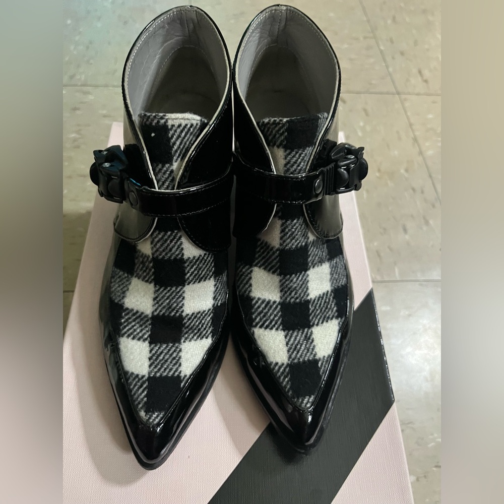 MSGM Black and White Plaid Heels